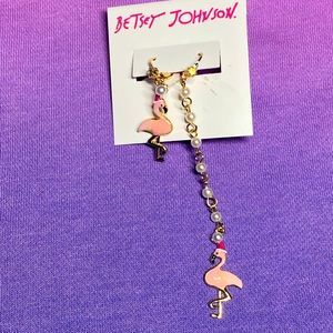 Betsey Johnson Christmas holiday flamingo earrings